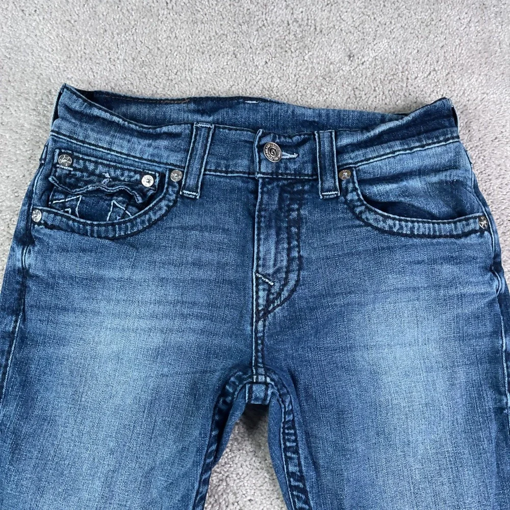True Religion Jeans Mens 30x34 Blue Skinny Flap Pockets Big T Stretch Denim